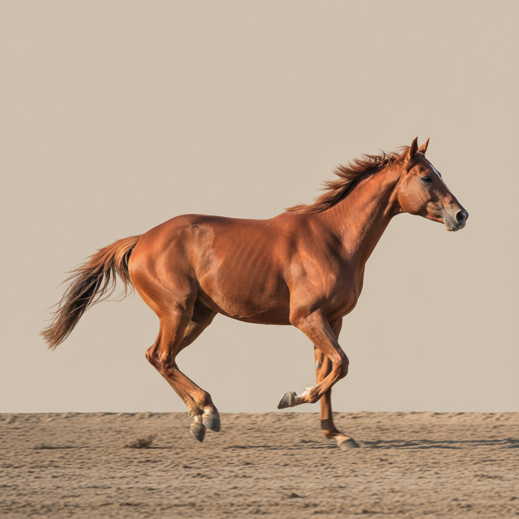 Illustrative horse seen in profile with its legs visible